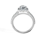 Anillo De Compromiso Halo Diamante Floral Hal-008 Platino Asscher 0.2 Diamante Cultivado en Laboratorio