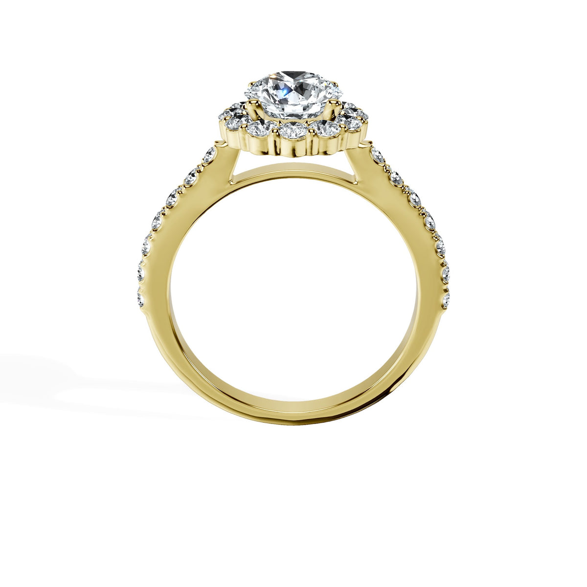 Anillo De Compromiso Halo Diamante Floral Hal-008 Oro Rosado 18K Redondo 0.2 Diamante Cultivado en Laboratorio