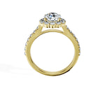 Anillo De Compromiso Halo Diamante Floral Hal-008 Oro Rosado 18K Redondo 0.45 Diamante Cultivado en Laboratorio