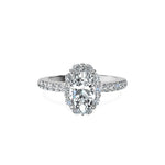 Anillo De Compromiso Halo Diamante Floral Hal-008 Oro Amarillo 18K Oval 0.35 Diamante Cultivado en Laboratorio