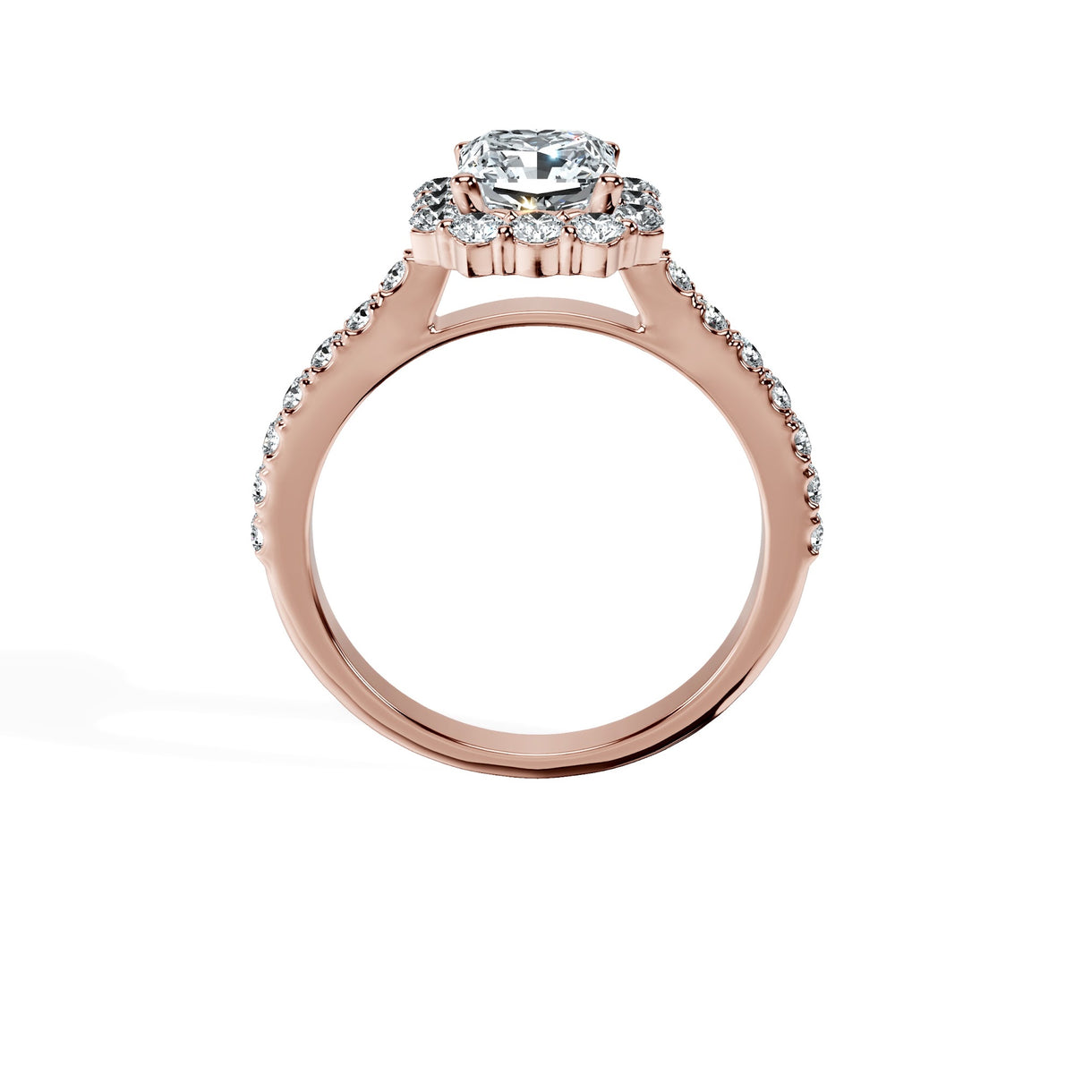 Anillo De Compromiso Halo Diamante Floral Hal-008 Platino Cojin 0.5 Diamante Natural