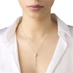 Collar de Oro Amarillo 14K con Perla y Dije Largo