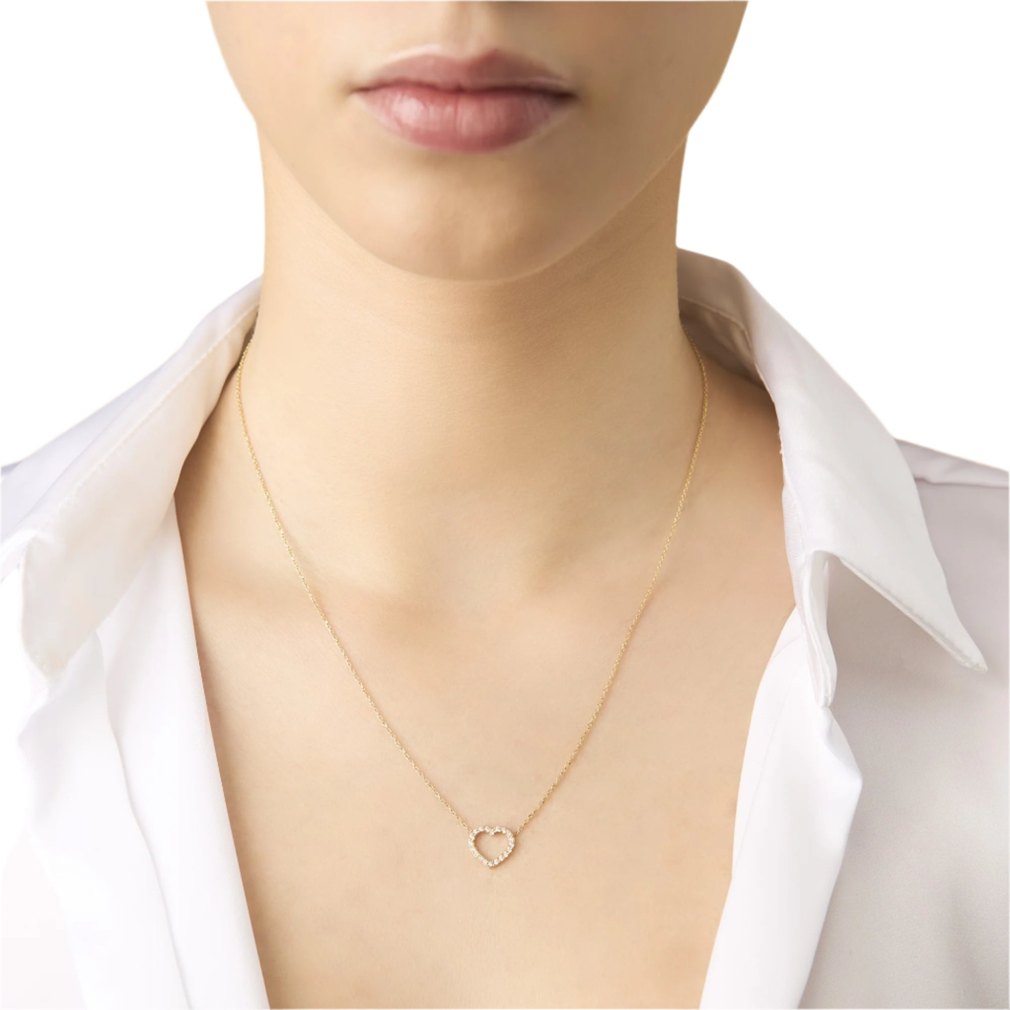 Collar de Oro Amarillo 14K con Dije Corazón y Circonita