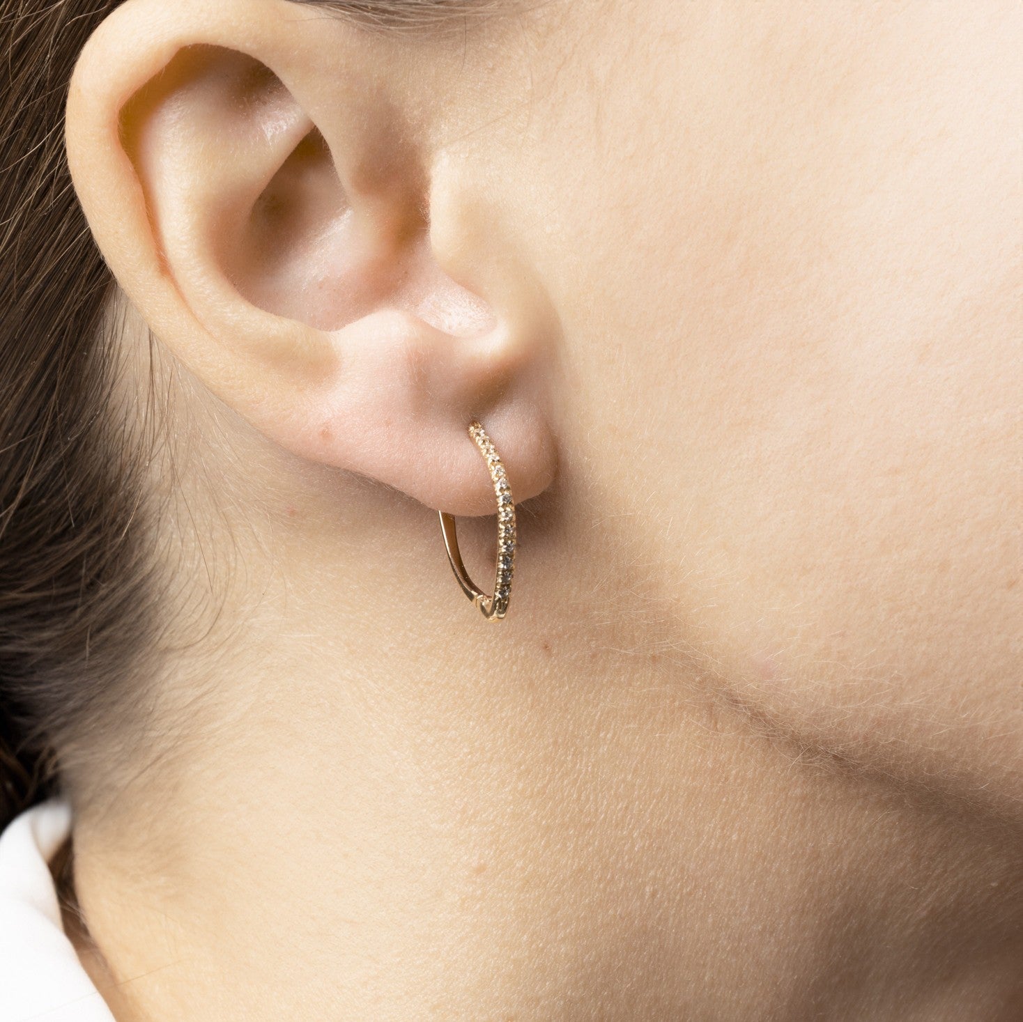 Aros de Oro Amarillo 14K con Circonita 2 CM