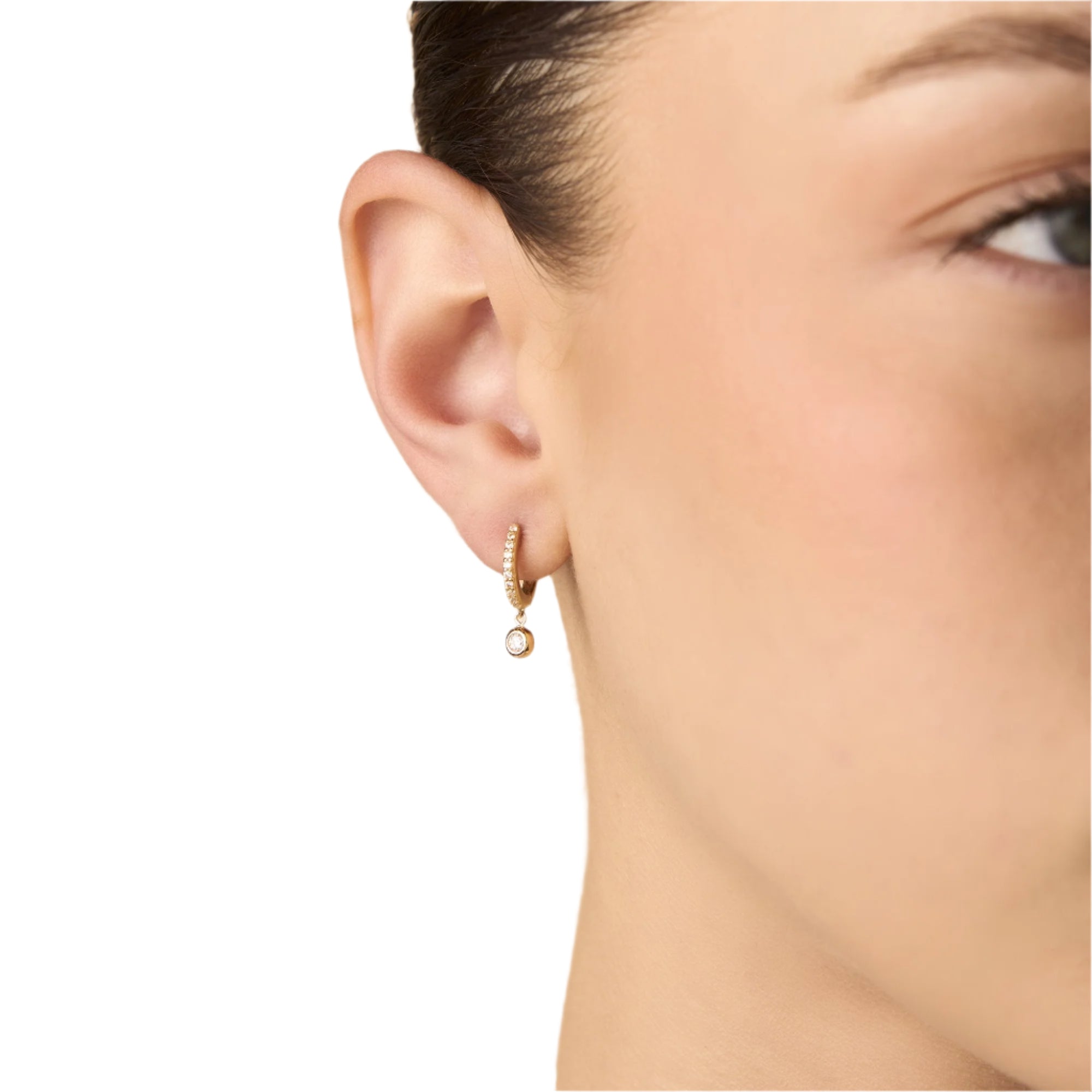 Aros Elegantes de Oro Amarillo 14K con Circonita