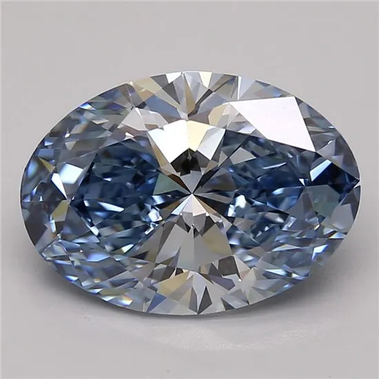 4.14ct Oval Lab Grown Diamond (Colour Fancy Vivid Blue, Clarity VVS1, Cut EX, IGI Certified)
