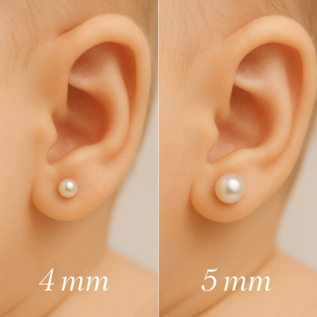 Aros Abridores de Bebé en Oro 18K con Perla (5–5.5 mm)