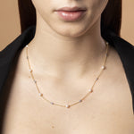 Collar Bicolor de Oro Blanco 14K con Perlas y Circonita