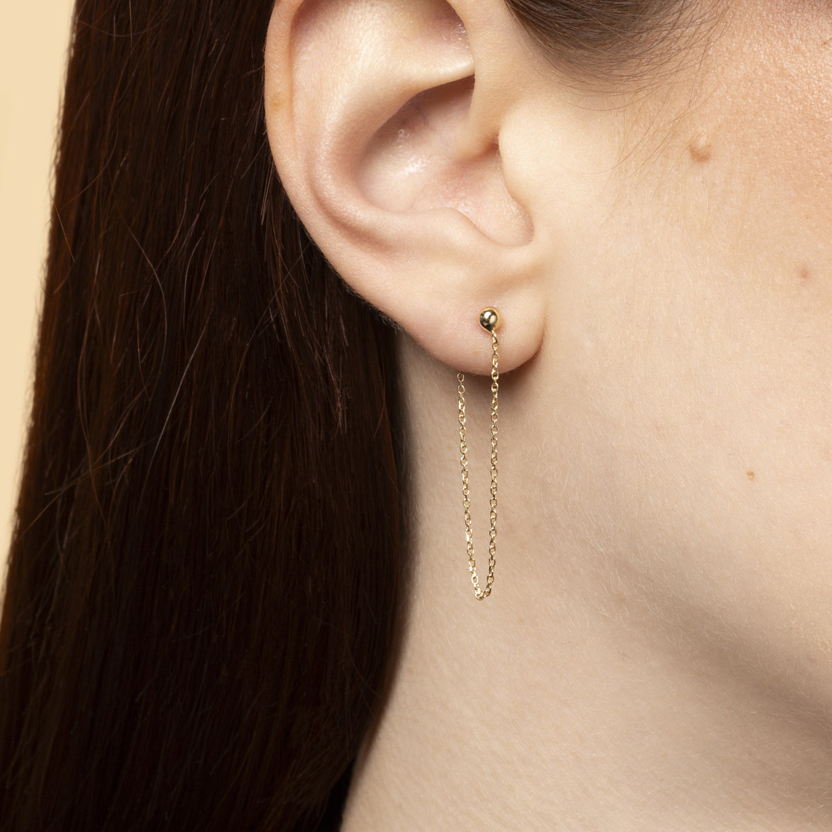 Aros de Cadena en Oro Amarillo 14K