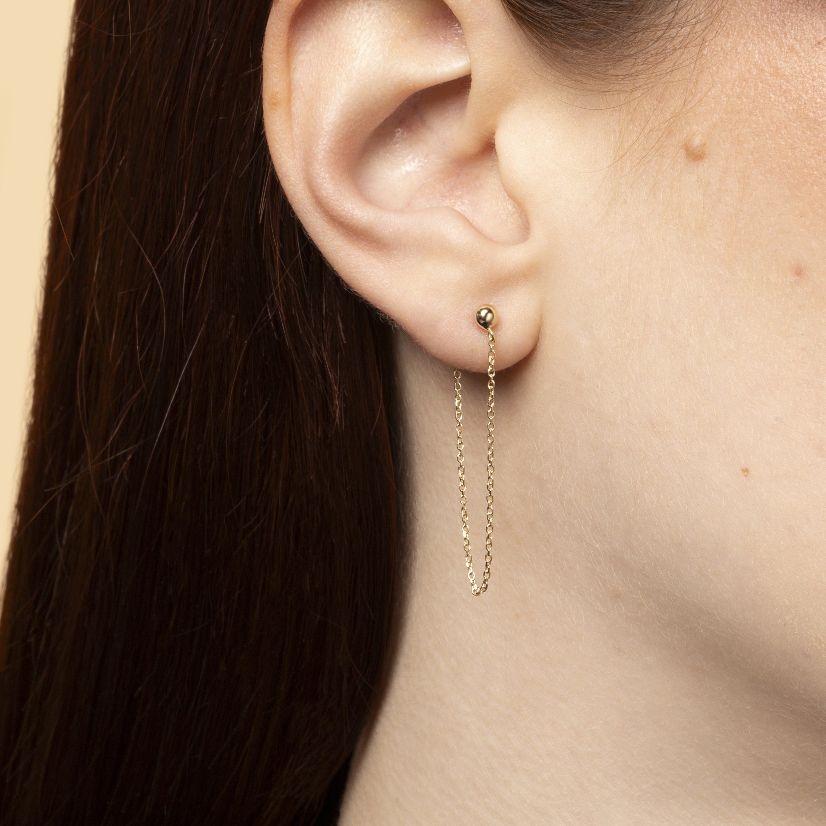 Aros de Cadena en Oro Amarillo 14K