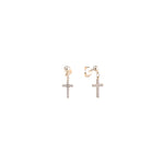 Aros Cruz de Oro Amarillo 14K con Circonita