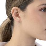 Aros Cruz de Oro Amarillo 14K con Circonita