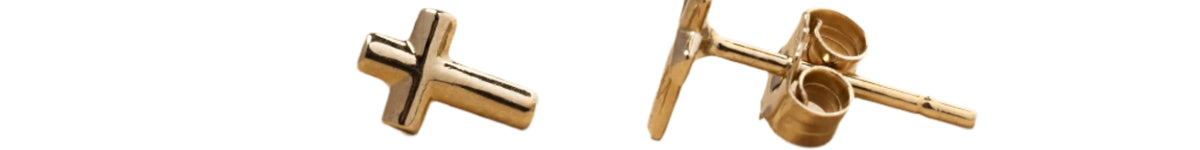 Aros Pequeños de Cruz en Oro Amarillo 14K
