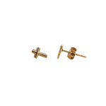 Aros Pequeños de Cruz en Oro Amarillo 14K