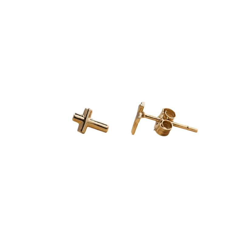 Aros Pequeños de Cruz en Oro Amarillo 14K