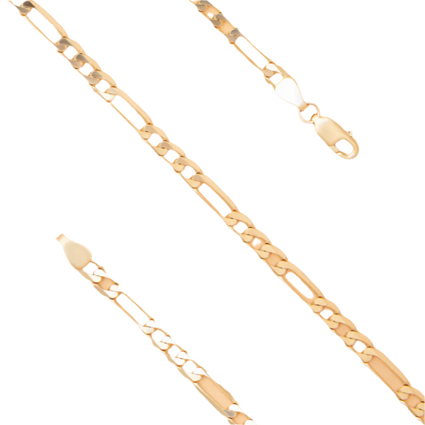 Cadena Figaro Plana de Oro Amarillo 14K 45 CM