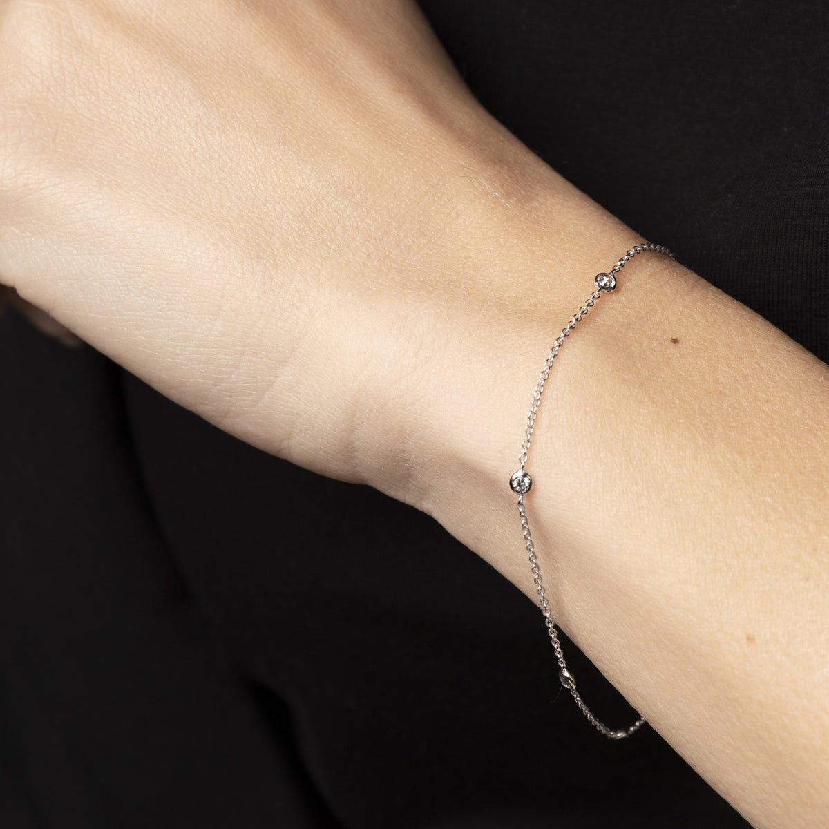 Pulsera de Oro 14K con Circonita Blanca