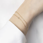 Pulsera Doble de Oro Amarillo 14K con Circonita