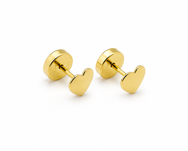 Aros Abridores Bebé Oro 18K Corazón 4 mm