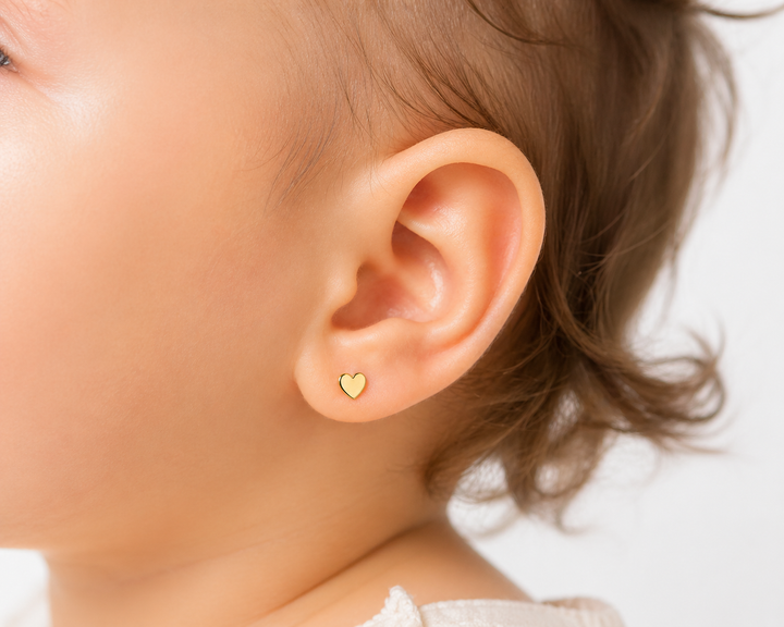 Aros Abridores Bebé Oro 18K Corazón 4 mm