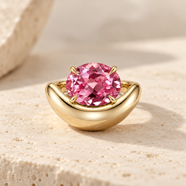 Anillo Rosé de Morganita Rosada de Laboratorio | PRE-ORDER