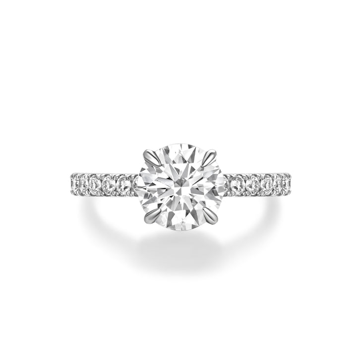 Anillo de Compromiso Laboratorio Ashlea con Diamantes Pavé y Engaste Catedral en Platino