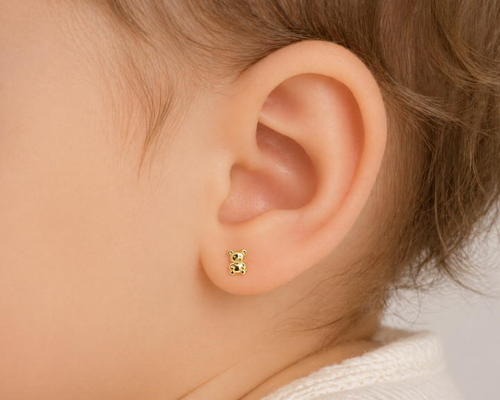Aros Abridores Bebé Oro 18K Oso