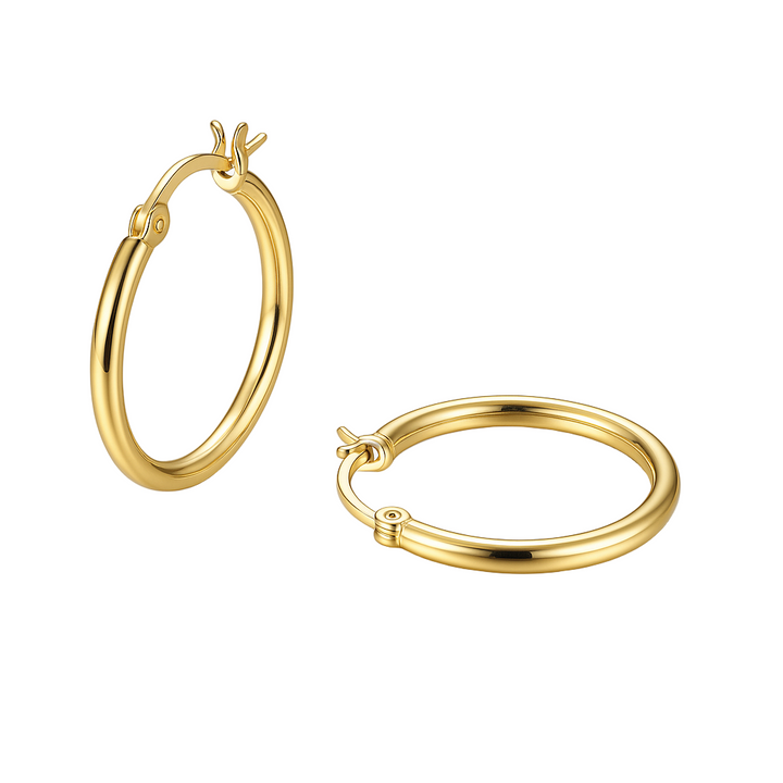 Aros Argolla Oro 18K Mujer 30 mm | Aros Delgados 2 mm