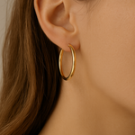 Aros Argolla Oro 18K Mujer 30 mm | Aros Delgados 2 mm