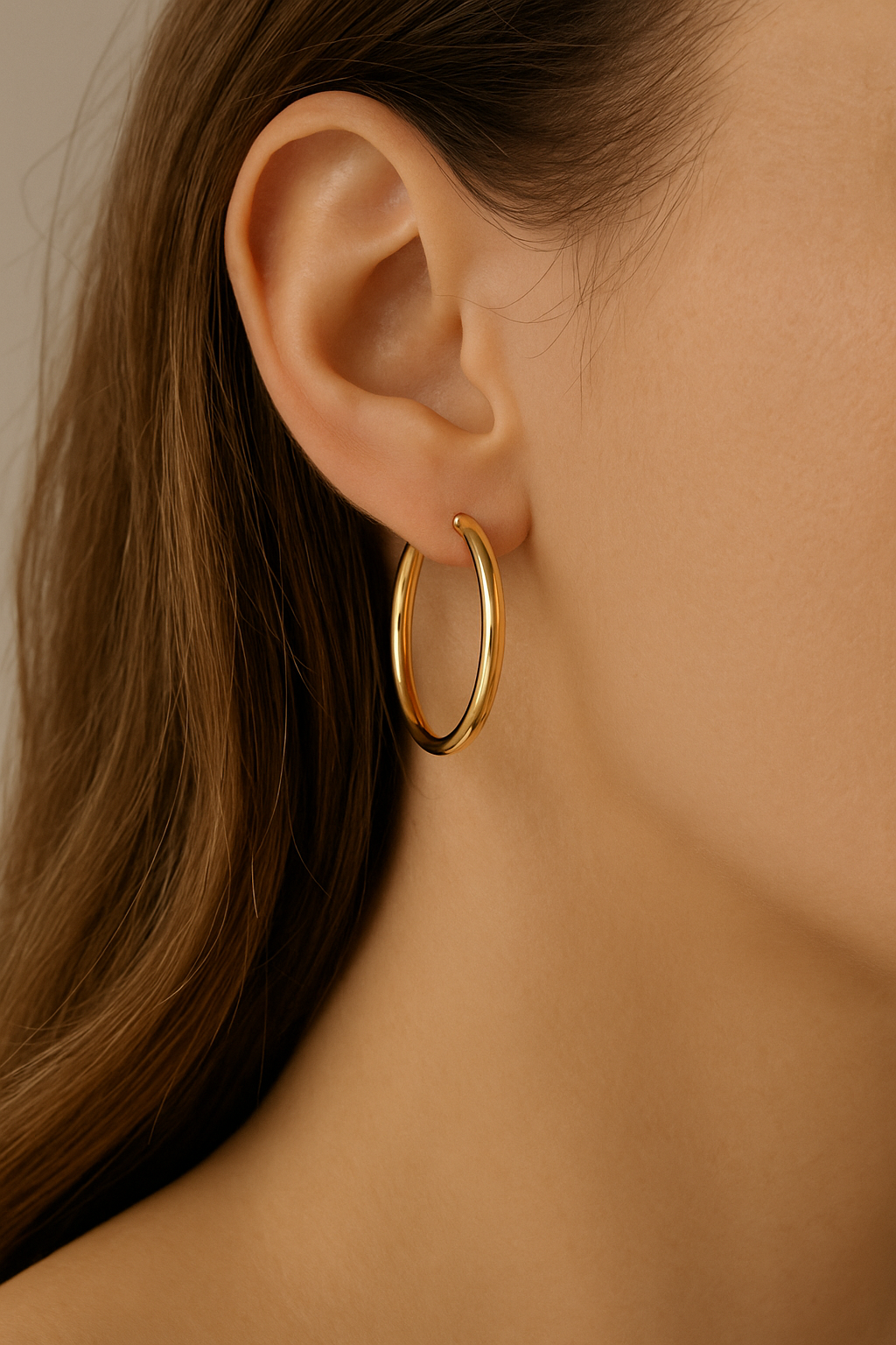 Aros Argolla Oro 18K Mujer 30 mm | Aros Delgados 2 mm