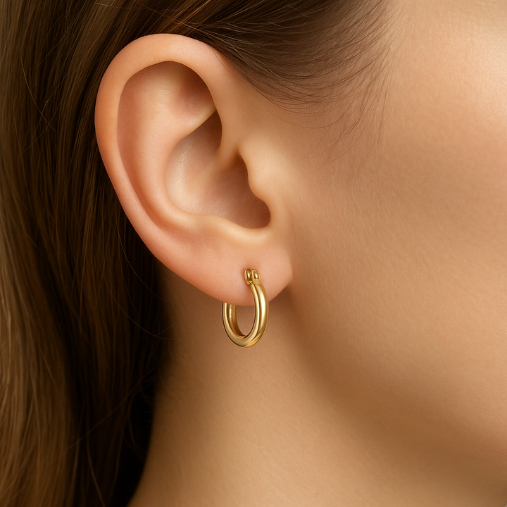 Aros Argolla 10 mm Oro 18K o Platino | Aros Pequeños Mujer