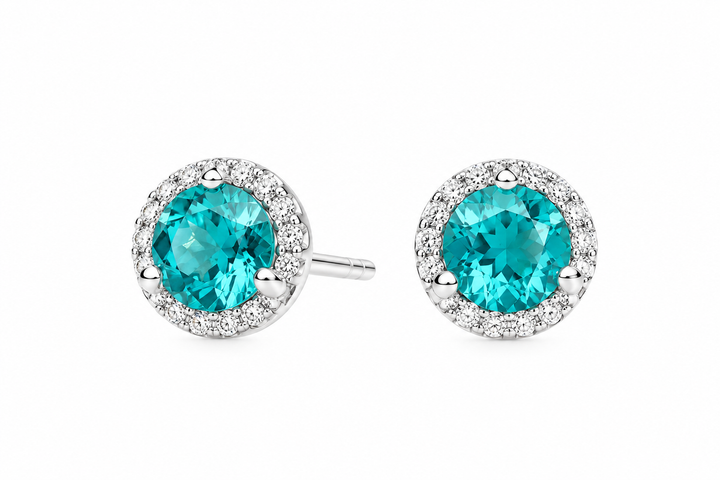 Aros Halo de Turmalina Paraíba de Laboratorio y Diamantes