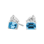 Aros Topacio Azul y Moissanite Toi et Moi en Plata 925