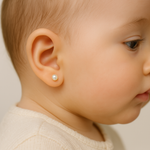 Aros Abridores de Bebé en Oro 18K con Perla 4–4.5 mm