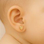 Aros Abridores de Bebé en Oro 18K con Circon y Bisel