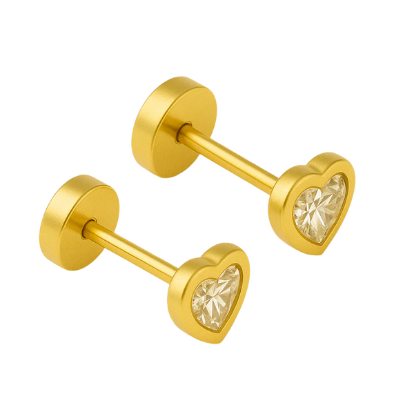 Aros Abridores de Bebé en Oro 18K con Circon y Bisel