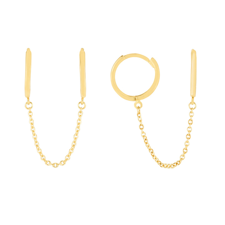 Aros de Oro 14K Argolla Doble Cadena