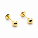 Aros de Oro 18K Niña Bola 5.5 mm con Tuerca