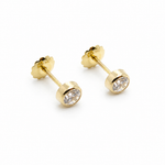 Aros de Oro 18K Niña Circón 4 mm con Tuerca