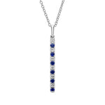 Collar de Zafiro y Diamantes de Laboratorio en Barra Vertical con Pavé Alternado en Plata 925