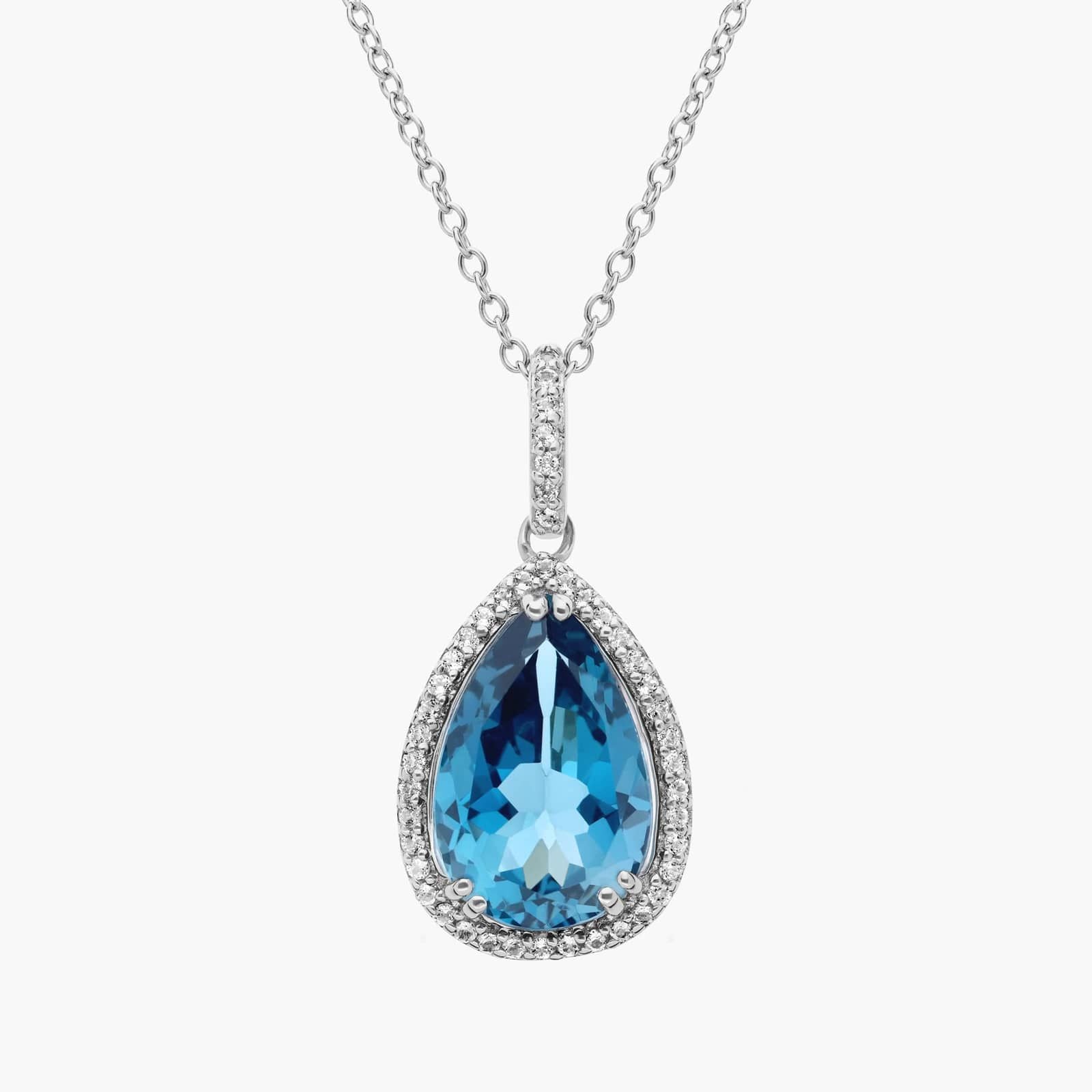 Colgante de topacio azul cielo: joyería floral de plata de ley con piedras preciosas - España Colgante de topacio azul cielo: joyería floral de plata de ley con piedras preciosas - España