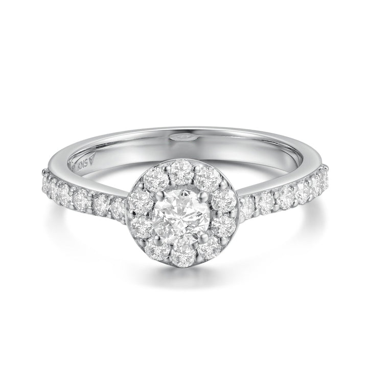 Anillo de Compromiso Solitario Diamante SIX Sol-004 Oro Blanco 18K Redondo 0.15 Diamante Natural