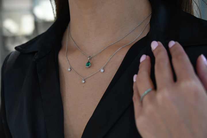 Colgante Esmeralda  Creado en Lab en Forma de Lágrima