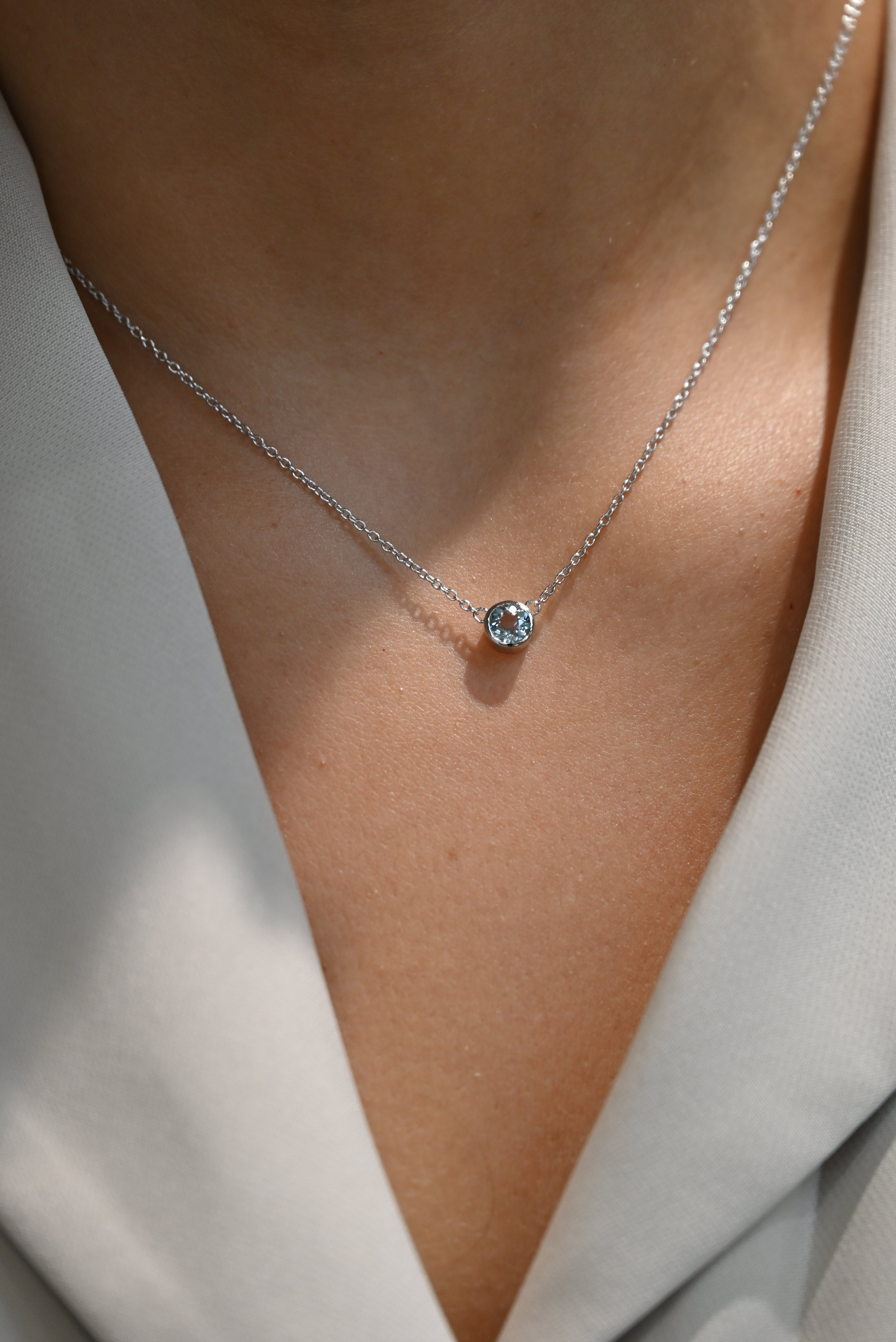 Collar Aguamarina Plata 925 – Colgante Bisel
