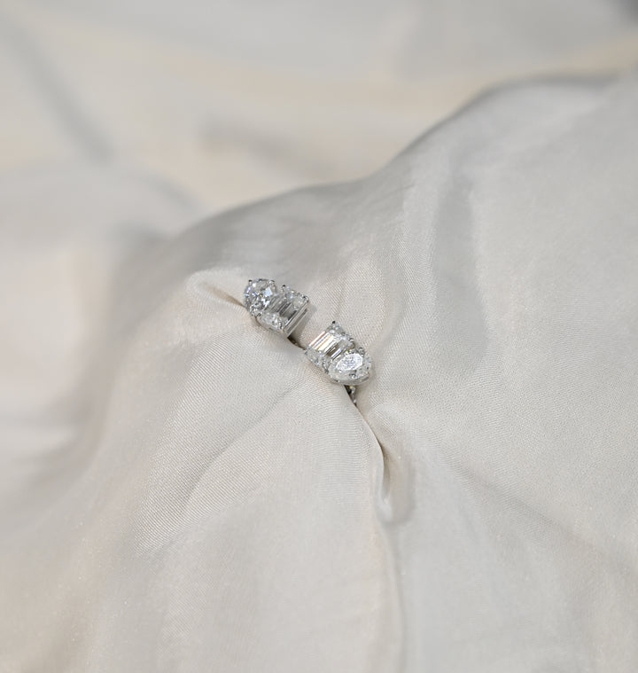 Aros Moissanite Toi et Moi en Plata 925