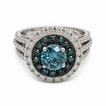 Anillo Halo Diamante Azul en Platino | Diamantes de Laboratorio IGI