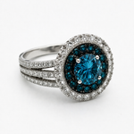 Anillo Halo Diamante Azul en Platino | Diamantes de Laboratorio IGI