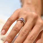 Anillo de Diamantes y amatista granito