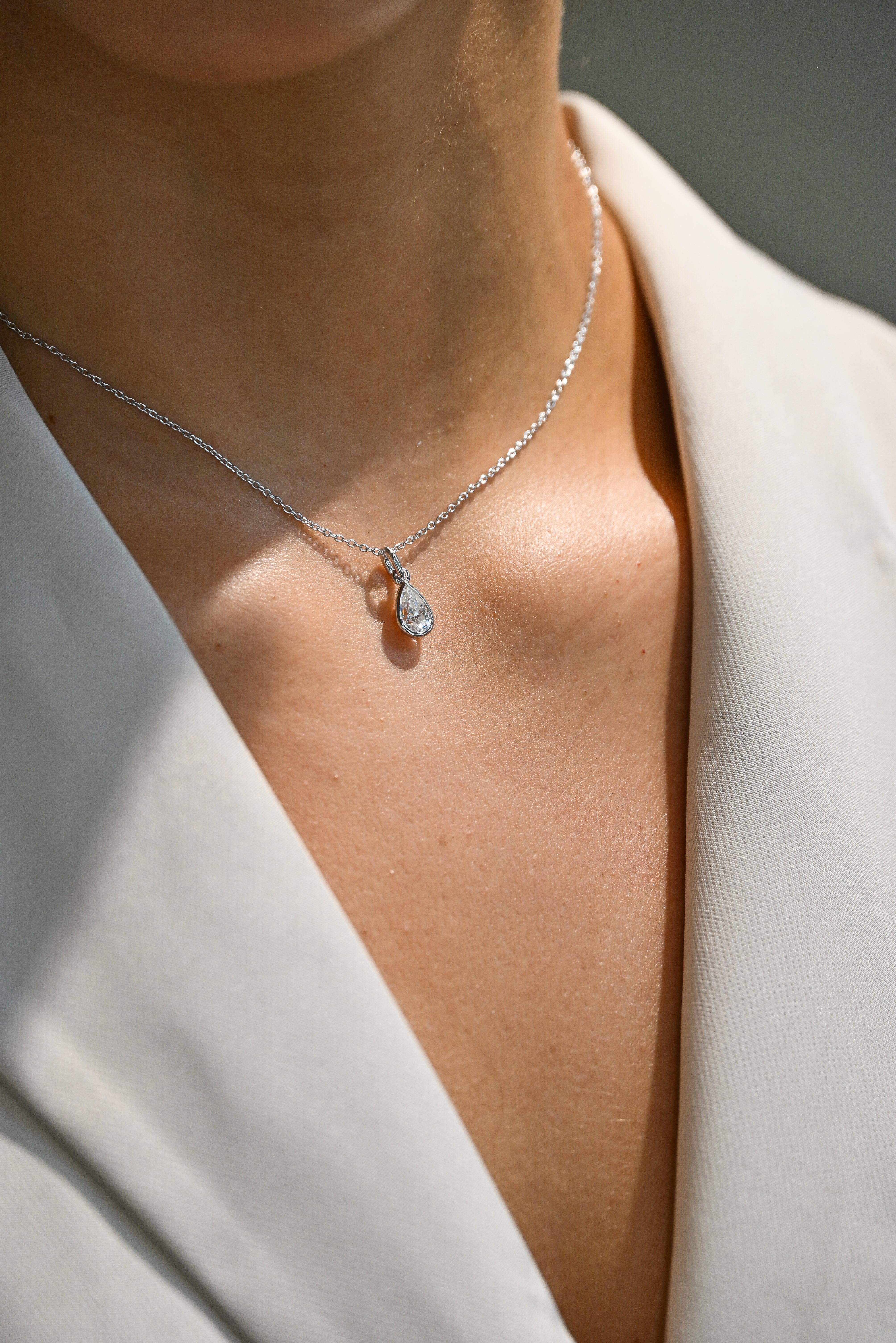 Collar Moissanite Plata 925 – Colgante Lágrima