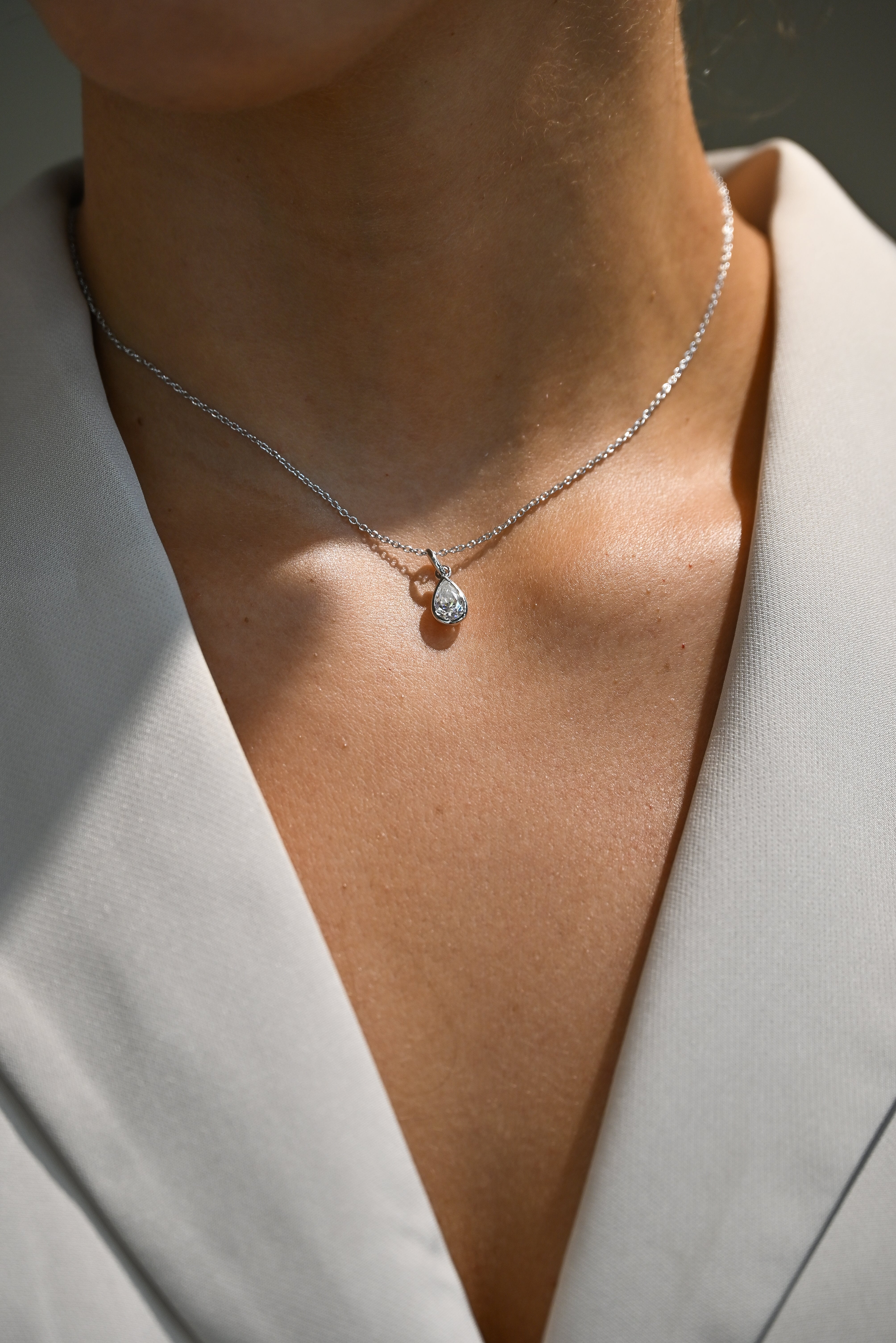 Collar Moissanite Plata 925 – Colgante Lágrima